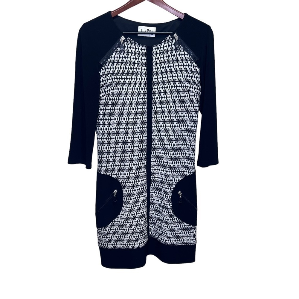 Joseph Ribkoff Black and White Pattern Shift Dress